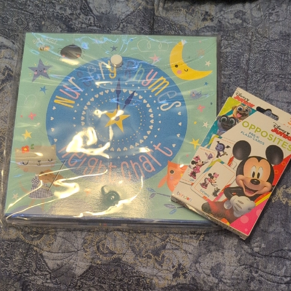 💕Disney Nursery Rhymes Chart and Opposites Flash Cards Set